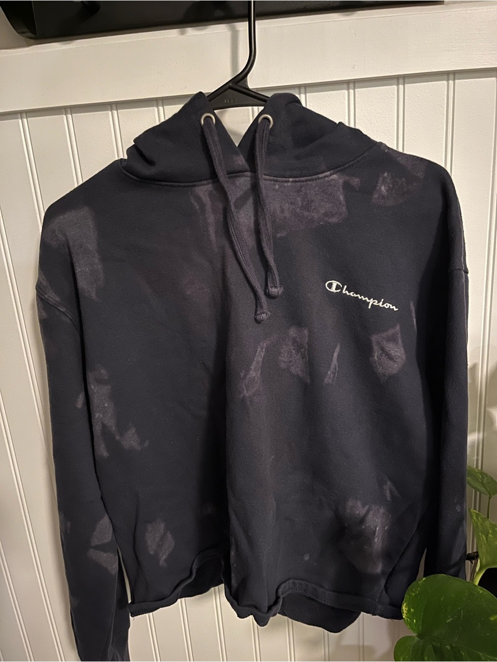 Champion Black Bleach-Effect Pullover Hoodie